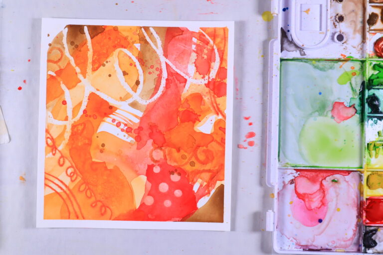 Orange Abstract Watercolor Painting