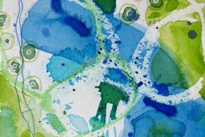 Blue and Green Watercolor Painting