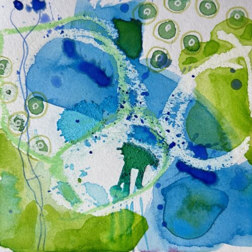 Blue and Green Watercolor Painting