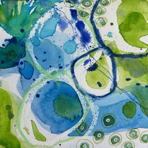 Green and Blue Watercolor Painting