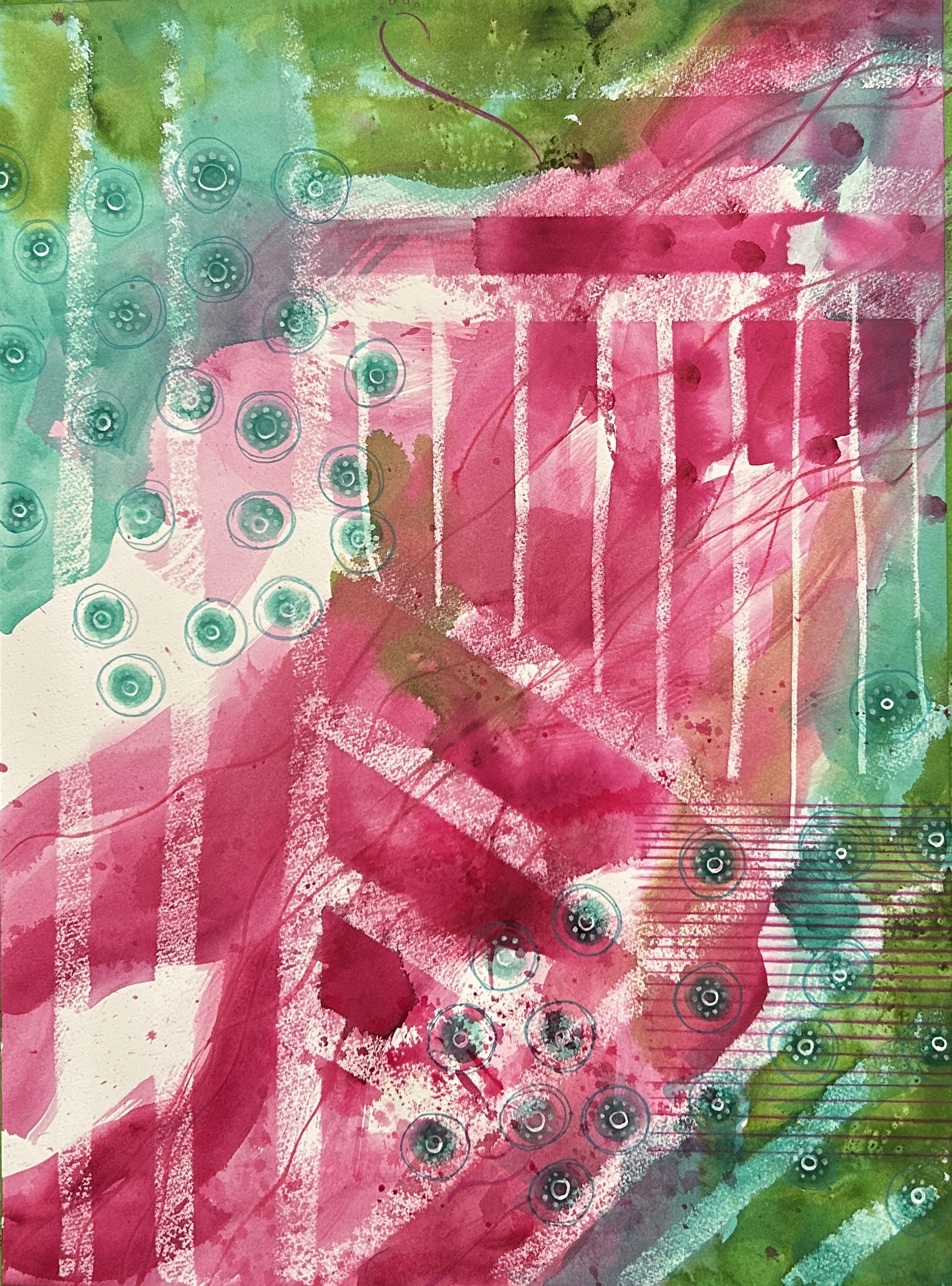 Large abstract colorful watercolor painting