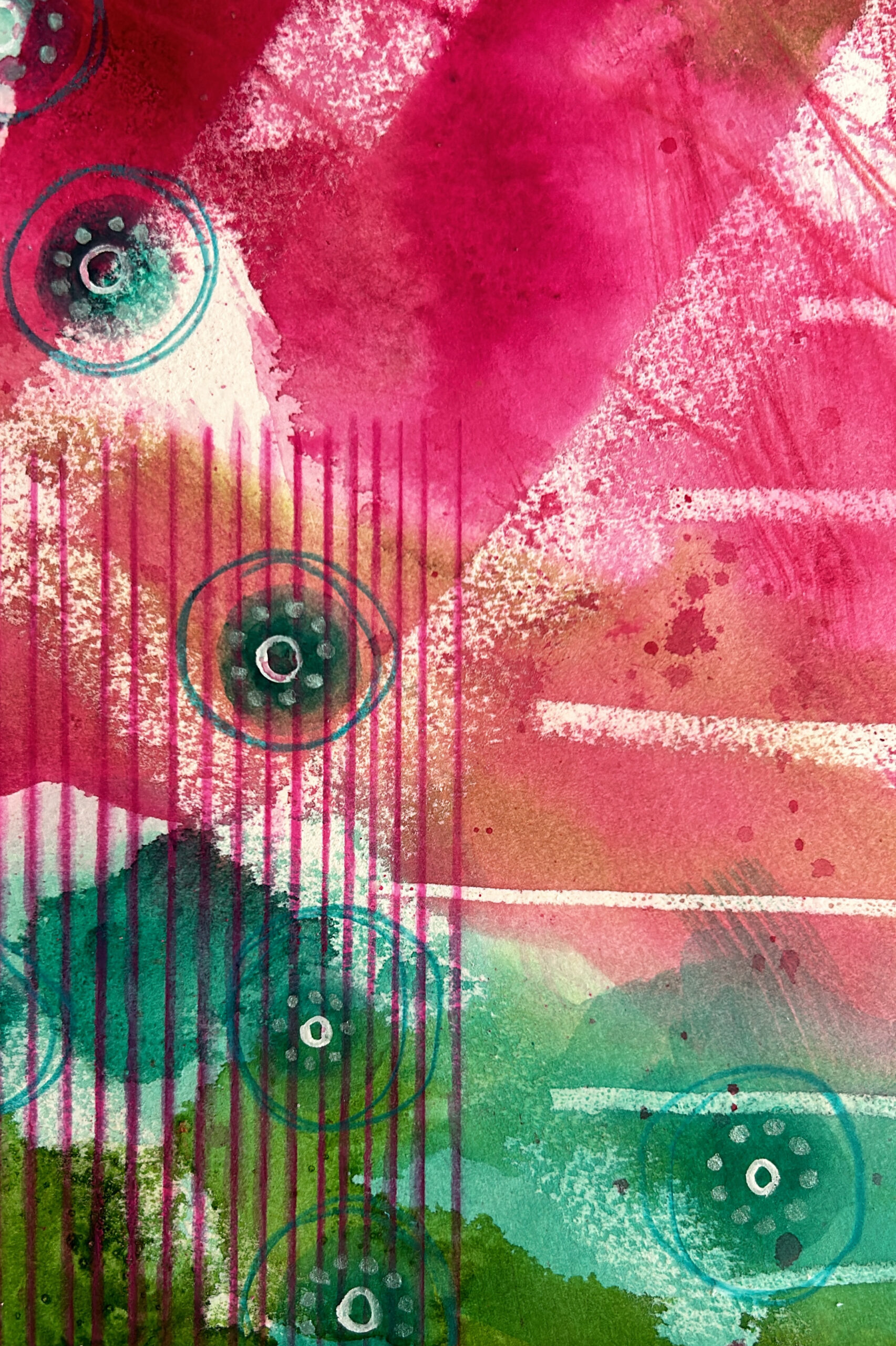 Large abstract colorful watercolor painting