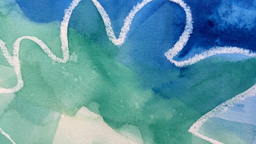 Blue and Green Watercolor Painting
